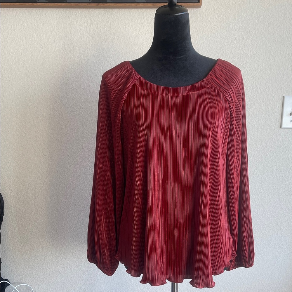 Chico's Rich Red Pleated Blouse